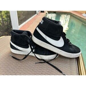 Nike SB Blazer Mid Black Suede White Swoosh Sneakers (Size 6 Mens/Youth)